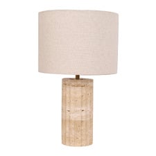 Aric Travertine Drum Table Lamp