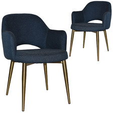Richmond Fabric Armchair with Brass Legs (Set of 2)