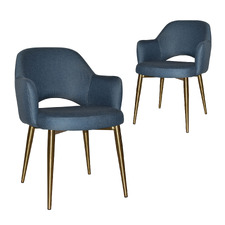 Lex Cotton-Blend Dining Chairs with Brass Legs (Set of 2)