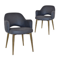 Lex Upholstered Dining Chairs with Brass Legs (Set of 2)