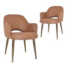 Lex Upholstered Dining Chairs with Brass Legs (Set of 2)
