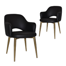 Lex Vinyl Dining Chairs with Brass Legs (Set of 2)