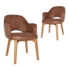 Lex Faux Leather Dining Chairs with Ash Wood Legs (Set of 2)