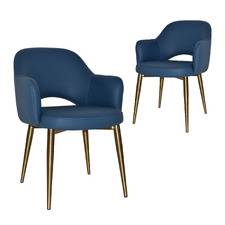 Lex Vinyl Dining Chairs with Brass Legs (Set of 2)