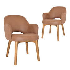 Lex Upholstered Dining Chairs with Ash Wood Legs (Set of 2)