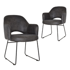 Lex Faux Leather Sled Dining Chairs (Set of 2)