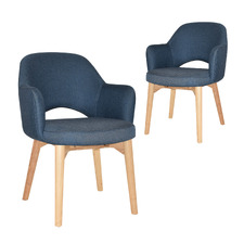 Lex Cotton-Blend Dining Chairs with Ash Wood Legs (Set of 2)