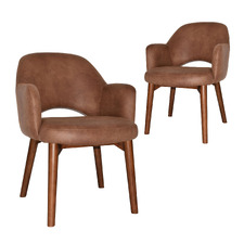 Lex Faux Leather Dining Chairs with Ash Wood Legs (Set of 2)