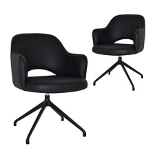 Lex Vinyl Trestle Armchairs (Set of 2)