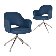 Lex Vinyl Trestle Armchairs (Set of 2)