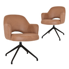 Lex Upholstered Trestle Armchairs (Set of 2)