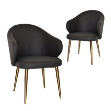 Scranton Vinyl Dining Chairs with Brass Legs (Set of 2)