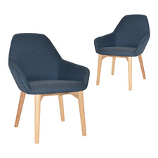Bellevue Cotton-Blend Dining Chairs with Ash Wood Legs (Set of 2)