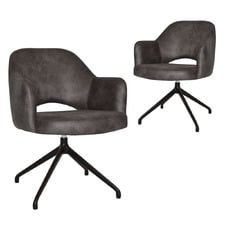 Lex Faux Leather Trestle Armchairs (Set of 2)