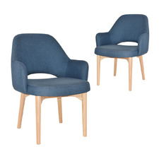 93cm Lex Cotton-Blend Dining Chairs with Ash Wood Legs (Set of 2)