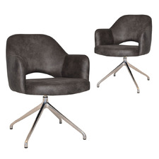 Lex Faux Leather Trestle Armchairs (Set of 2)