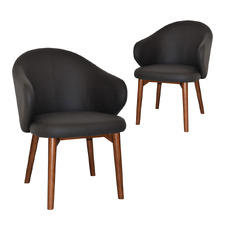 Scranton Vinyl Dining Chairs with Ash Wood Legs (Set of 2)