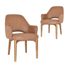 93cm Lex Upholstered Dining Chairs with Ash Wood Legs (Set of 2)