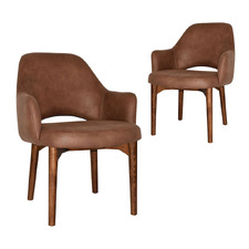 93cm Lex Faux Leather Dining Chairs with Ash Wood Legs (Set of 2)