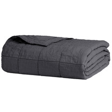 Charcoal Prosser Quilted French Linen Coverlet