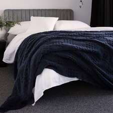 Navy Lattice Sherpa Blanket