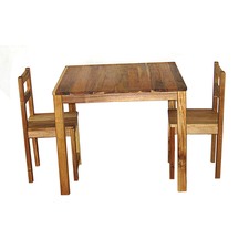 Hardwood Table and Two Chairs