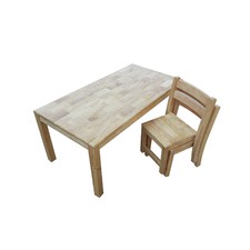 Rubber Wood Rectangular Table with 2 Stacking Chairs