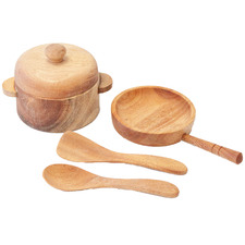 5 Piece Wooden Pot & Pan Toy Set