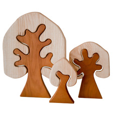 Q Toys 3 Piece 2 Tone Rubberwood Tree Set