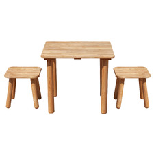 Q Toys Kids' Classic Rubberwood Table & Stool Set