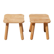 Q Toys Kids' Classic Rubberwood Stools (Set of 2)