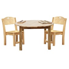 Large Round Table & 2 Stacking Chairs Set