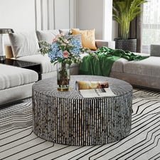 Amana Round Capiz Shell Coffee Table