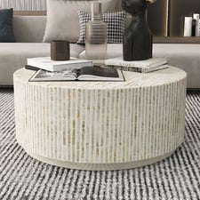 White Kohana Round Mother of Pearl Coffee Table