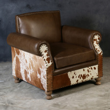 Zekria Buffalo Leather & Cowhide Armchair