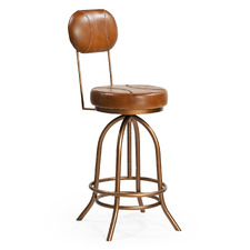 74cm Brown Gehrig Industrial Style Leather Barstool