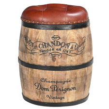 Moet et Chandon Wood & Leather Storage Ottoman