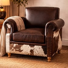 Zekria Buffalo Leather & Cowhide Armchair