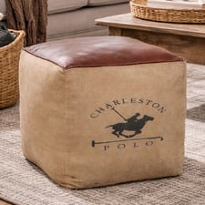 Polo Canvas & Leather Ottoman