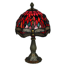 Stained Glass Red Dragonfly Table Lamp