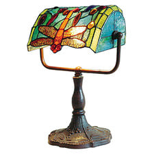 Dragonfly Leadlight Banker Table Lamp