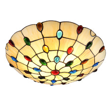 Jewels Leadlight Flush Mount Tiffany Ceiling Light