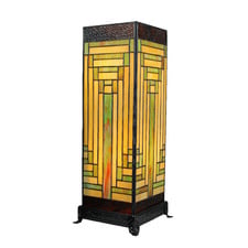 Geometric Cube Tiffany Glass Table Lamp