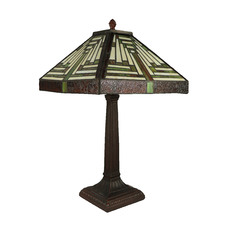Mission Square Stained Glass Geometric Table Lamp