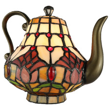 18cm Aenea Teapot Tiffany Stained Glass Table Lamp