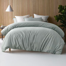 Sage Double Stitched Bamboo & Cotton Quilt Cover Set