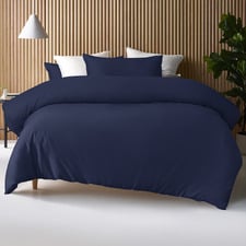 Navy Double Stitched Bamboo & Cotton Quilt Cover Set
