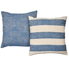 2 Piece Edris & Hickory Stripe Cotton Cushion Set