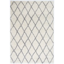 Cream & Grey Diamond Power Loomed Rug