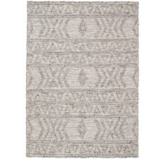 Grey Aztec-Style Flat Weave Wool-Blend Rug